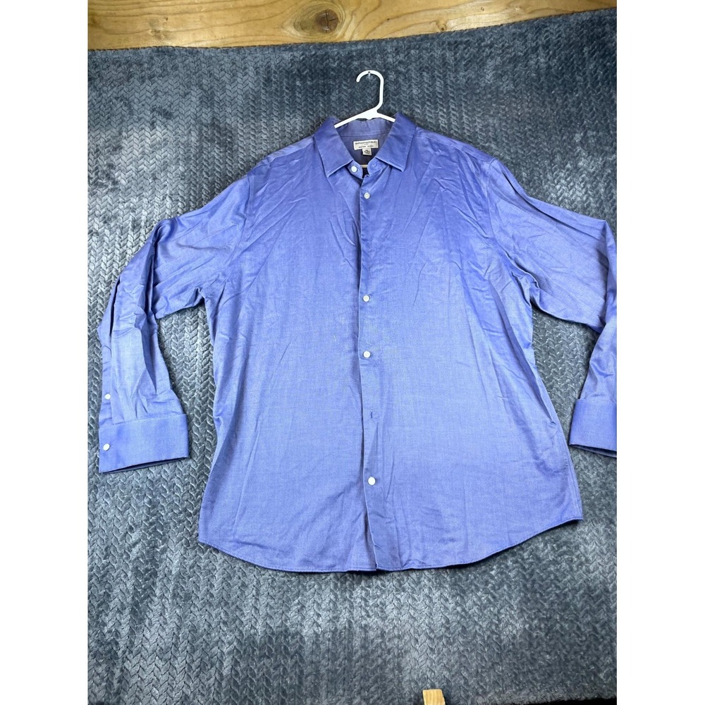 Banana Republic Dress Shirt Men 2XL 18 Blue Non Iron Slim Fit Cotton Formal Wear